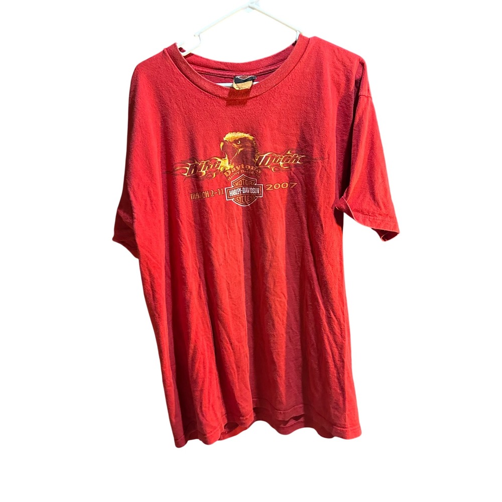 Harley Davidson Bike Week Daytona Beach 2007 Eagle T Shirt Mens XL Red USA Made